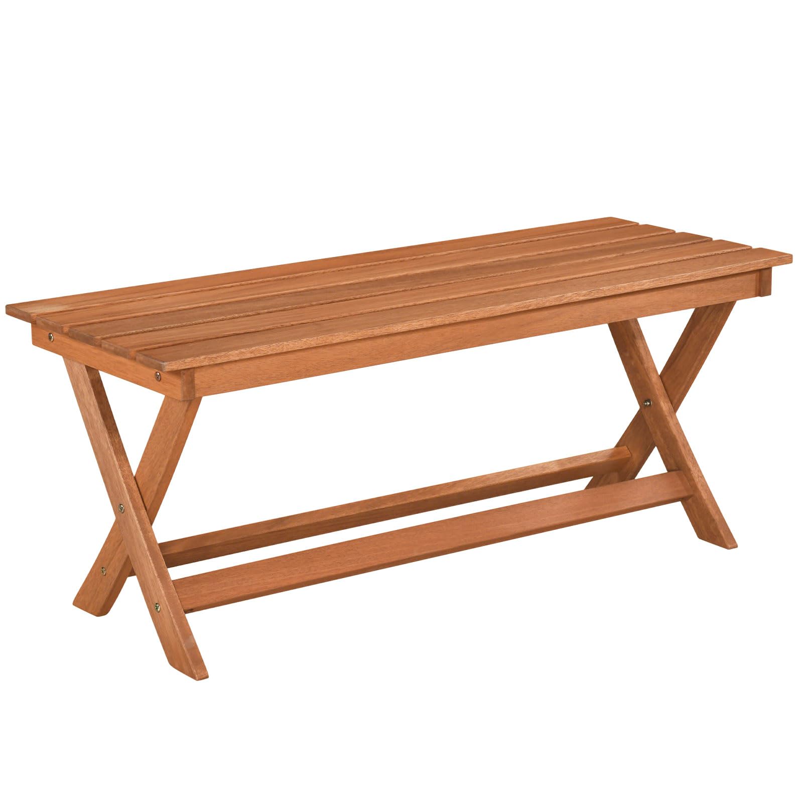 Tangkula Outdoor Wood Bench Backless